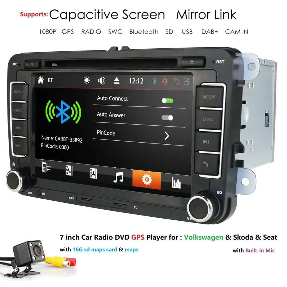 Top 2 Din ForVW/Golf/Passat/POLO/Tiguan GPS 3G Autoradio Car Multimedia player GPS Navigation Bluetooth Car Radio DVD player MAP CAM 0