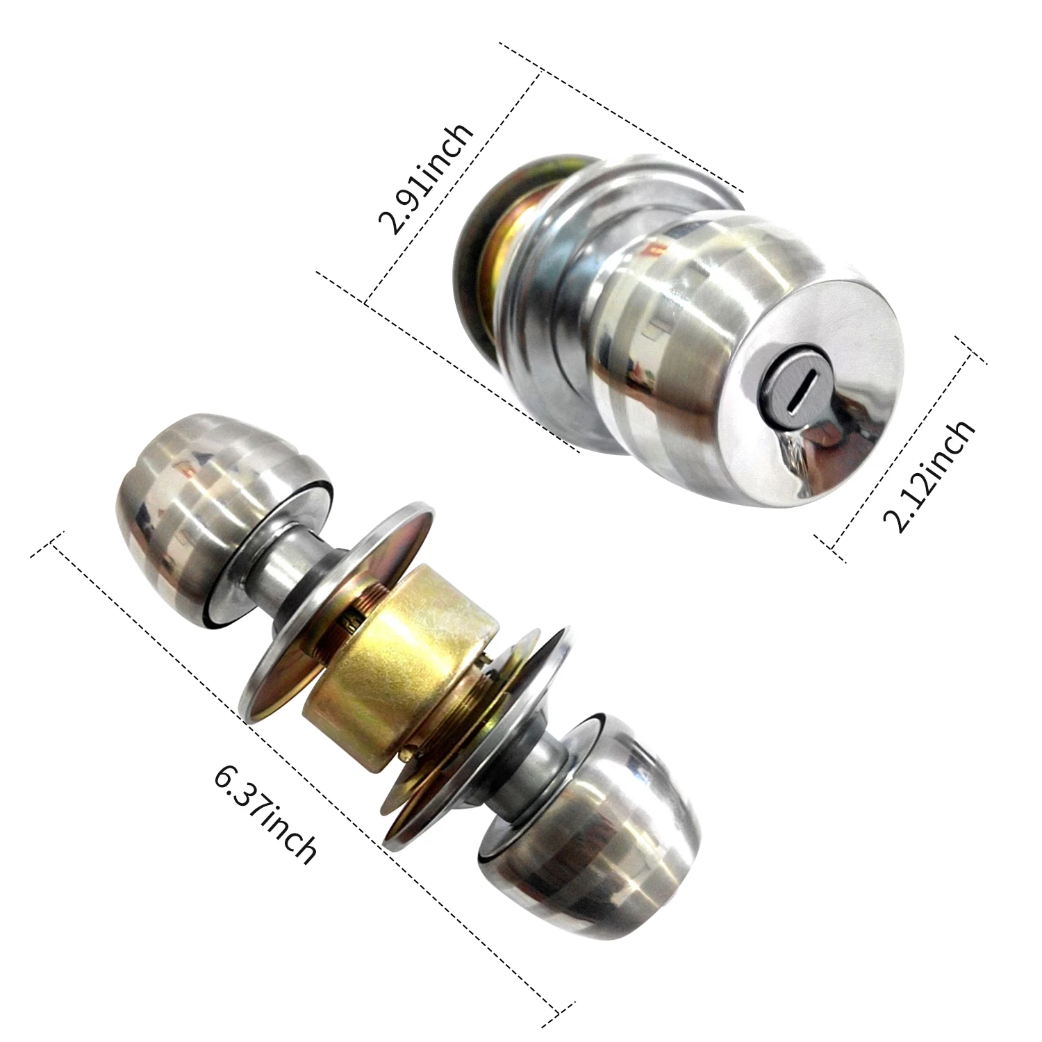 Горячая нержавеющая сталь Дверная ручка Lockset круглый шар стиль