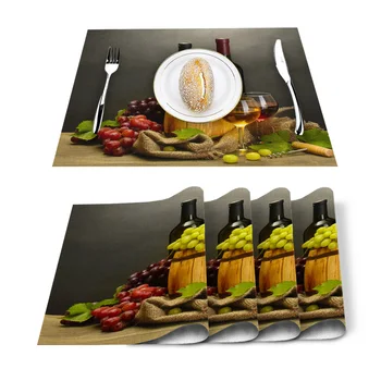 

Grape Wine Fruit Leaves Rag Placemat for Dining Table Non-slip and Heat-insulating Table Mat Table Decoration