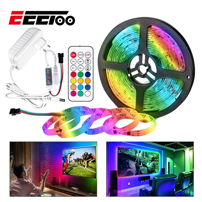 

EeeToo LED Night Light Bedroom Decorative 5050 RGB LED Strip WS2811 DC12V Waterproof Tape Neon LED Flexible Strip Night Lamp DIY