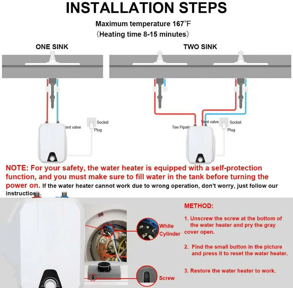 2.5-Gallon 8L 1.5KW US Plug 120V Electric water heate smart hot water heater home appliance