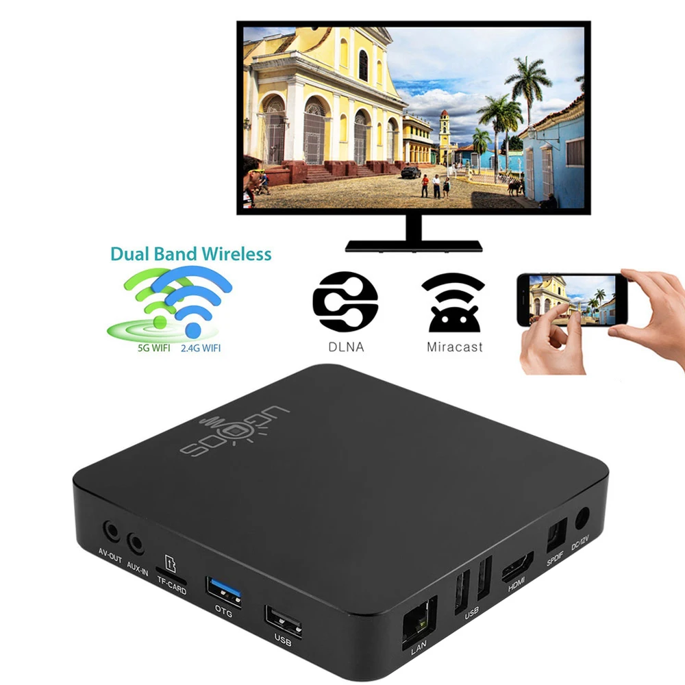 UGOOS AM6 Plus Amlogic Smart Android 9 0 ТВ приставка DDR4 4 ГБ ОЗУ 32 Гб ПЗУ 2 4G 5G WiFi 1000 м LAN Bluetooth 4K HD