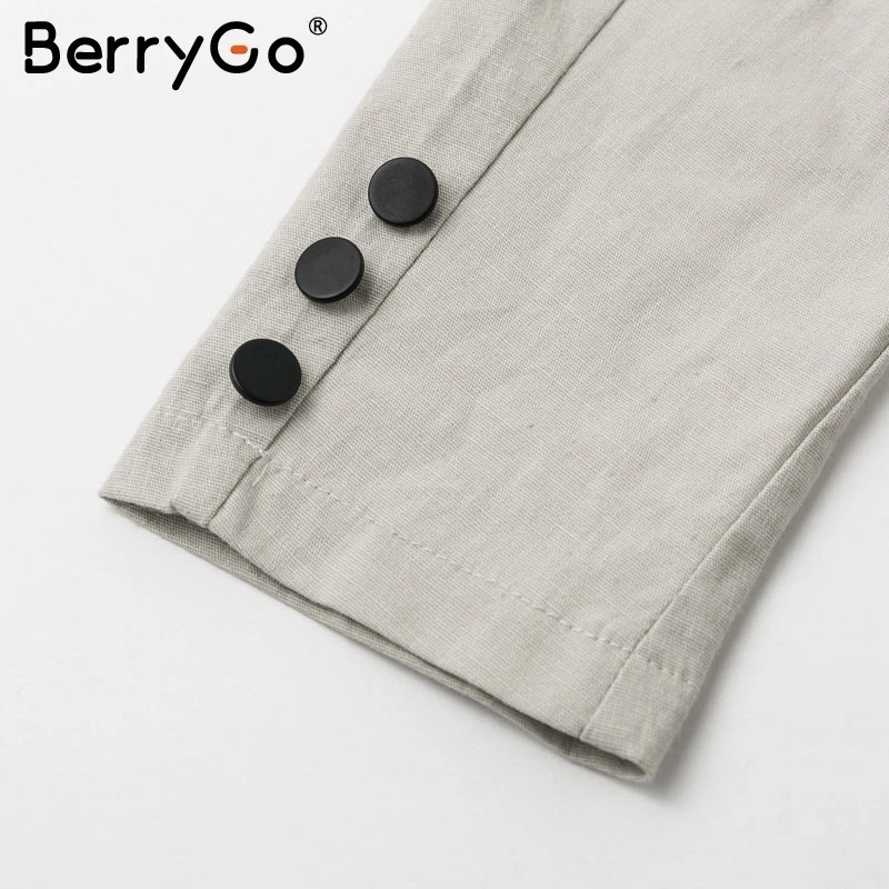 BerryGo модные пуговицы женский пиджак пальто длинный рукав Высокая талия женские осенние пальто уличная зимняя Офисная Женская куртка
