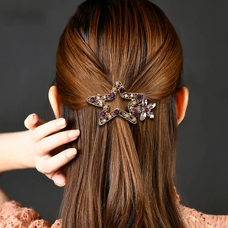 New Korea Exquisite Elegant Crystal Luxury French Hair Clips Women Girls Hair Barrettes Accessories Ornaments Hairpins Headdress goody hair clips