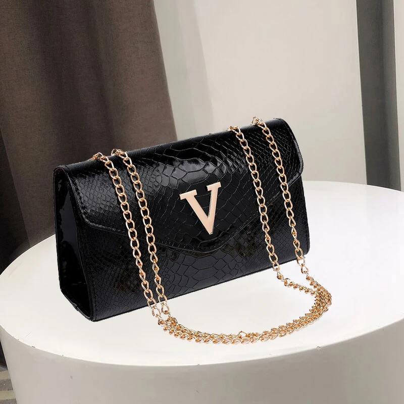 

Fashion Ladies Crocodile Flap Bag Designer Handbags Women Bags 2020 Black White Small Day Clutch Gold Chain Girls Crossbody Bags