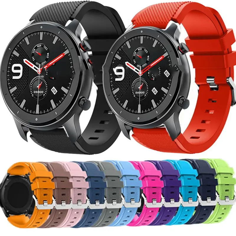 Ремешок силиконовый 22 мм для смарт часов Xiaomi Huami Amazfit GTR 47 сменный Браслет Stratos 3/2