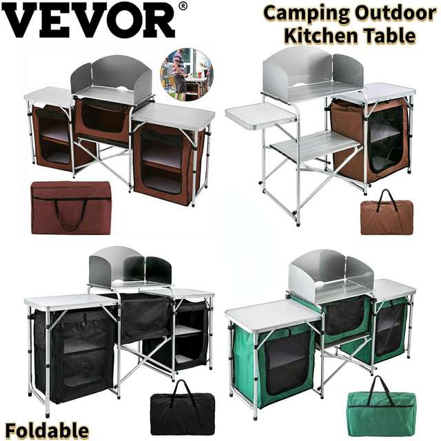 VEVOR Camping Outdoor Kitchen Table Foldable Folding Cooking