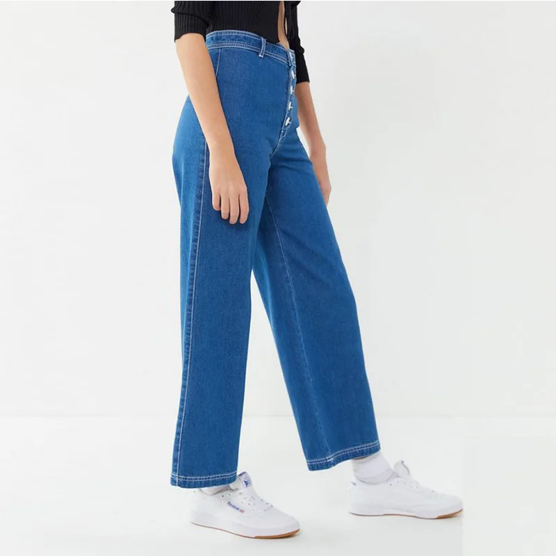 AliExpress Ozhouzhan, однобортные прямые брюки, импортные товары, джинсы свободного кроя с высокой талией, женские европейские