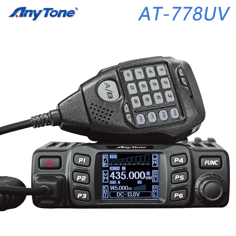 AnyTone AT-778UV doble banda transceptor móvil Mini estación de Radio VHF 136-174 UHF 400-480MHz Amateur Radio Walkie Talkie 25W