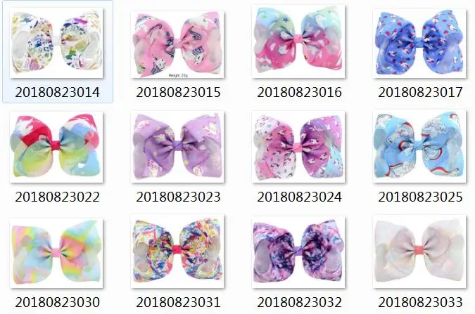 mix color min is 5pc 15 шт., 8 дюймов, большой бант с единорогом, заколка для волос, большие заколки для волос с единорогом, заколки для волос с эффектом омбре, для девочек, детей, ручная работа, металлик - Цвет: mix color min is 5pc