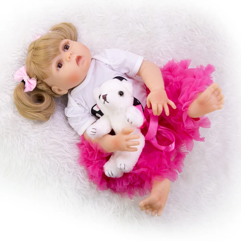 Bebe reborn corpo de silicone inteiro realista reborn baby doll Милая принцесса девочка Новорожденные куклы для детей подарок 57 см