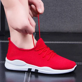 

2019 New Men Shoes Sneakers Breathable Casual Shoes Fashion Lace up Man Mesh Flats Shoe Lightweight Walking Shoes