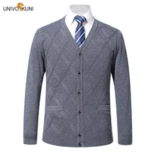 UNIVOS KUNI, новинка весны, мужской свитер, кардиган с v-образным вырезом, модный мужской повседневный тонкий свитер, мужской свитер, 9083