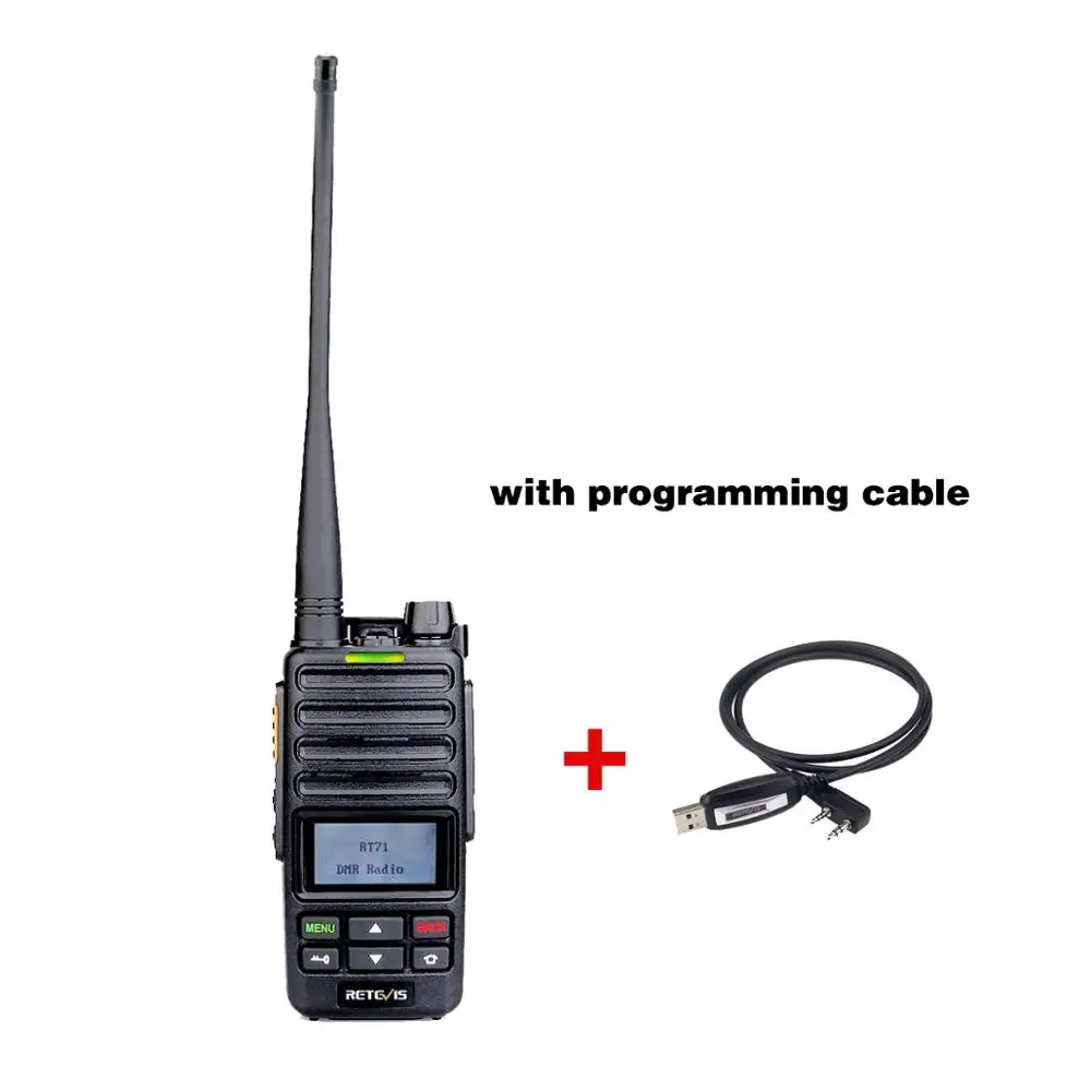 Retevis RT71 DMR цифровая/аналоговая портативная рация 5 Вт UHF 400-470 МГц 1024 CH Цифровая двухсторонняя рация портативный приемопередатчик Ham радио - Color: With  cable