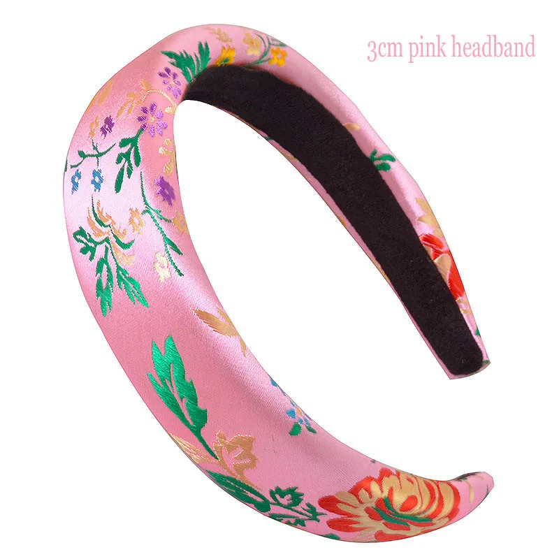 3cm pink headband 3/4 смячейками и глубиной погружения, так что если у вас широкая атласная повязки на голову с вышивкой в стиле ретро Стиль Для женщин губка с повязкой на голову для девочек и сердечком и повязка на голову, повязка для волос аксессуары - Цвет: 3cm pink headband