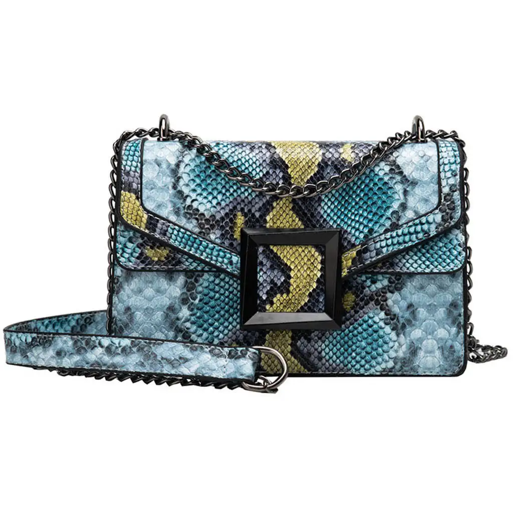 Сумка-мессенджер, змеиный принт, сумка на плечо, винтажная сумка через плечо, женская сумка на плечо, цветочный принт, холст, граффити, пляжная сумка - Цвет: Blue