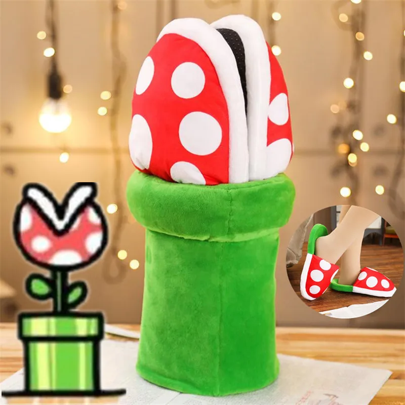 

Game Anime Super Mario Shoes Cartoon Cute Cosplay Costumes Props Corpse Flower Slipper Home Cotton Shoes Christmas Funny Gift