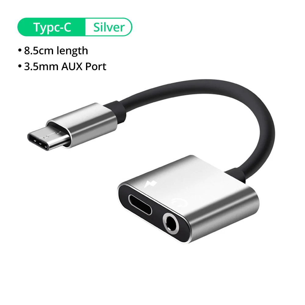 Silver USB C Cable FONKEN Тип C до 3,5 мм разъем для наушников адаптер USB кабель тип-c аудио разветвитель разъем для USB C разъем AUX Наушники телефон планшет - Цвет: Silver USB C Cable