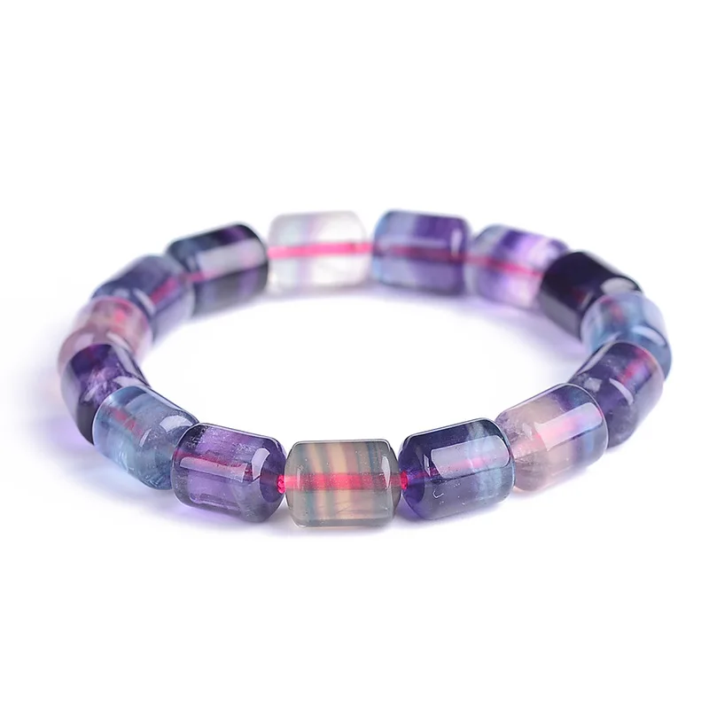 

Genuine Natural Colorful Fluorite Quartz Bracelet Gemstone Barrel Beads Women Men 8x10mm Love New Gift Bracelet AAAAA