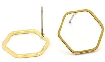 

12pc.. Raw Brass Hexagon Earring- (Nickel Free and Lead Free) 10-14mm A1123.A1149.A1134.