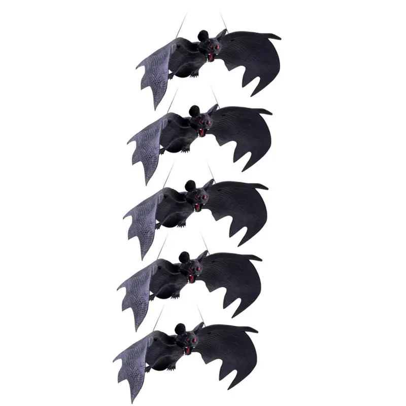 5 шт. Хэллоуин летучая мышь реалистичные Висячие летучие мыши резиновые страшные