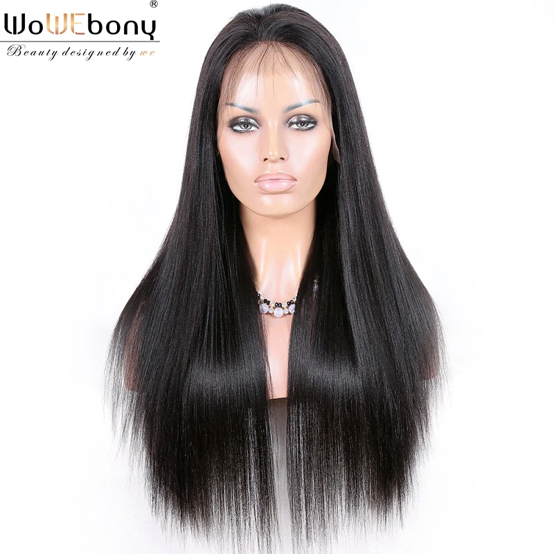 370 Кружева передние парики для прически Silky Straight, 150 180 плотность 360 кружева передние человеческие волосы парики бразильских неповреждённых " пробор предварительно вырезанные