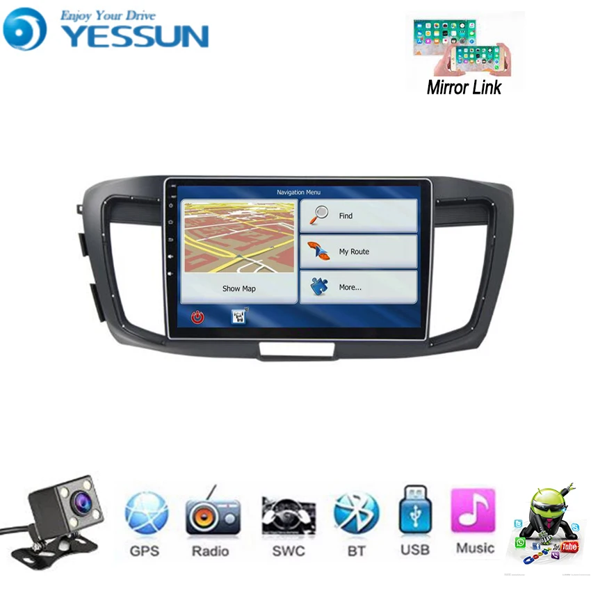 Автомобильный мультимедийный плеер YESSUN для Honda Accord 9 2013 ~ 2018 Android автомагнитола GPS