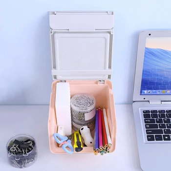 

Practical 1 Pc Desktop Organizer Multi-Functional Mini Flip Storage Box Stationery Organizers Trash Can for Sundries Stationery