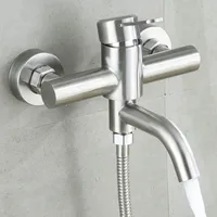 304 Stainless Steel Wall Mount Cold Hot Water Mixer 2