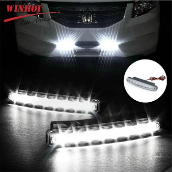 

2pcs Car Daytime Running Lights 12V 8W 8LED DRL Fog Driving Light Car-styling Auto Daytime Lamp Universal for Car Truck SUV RV