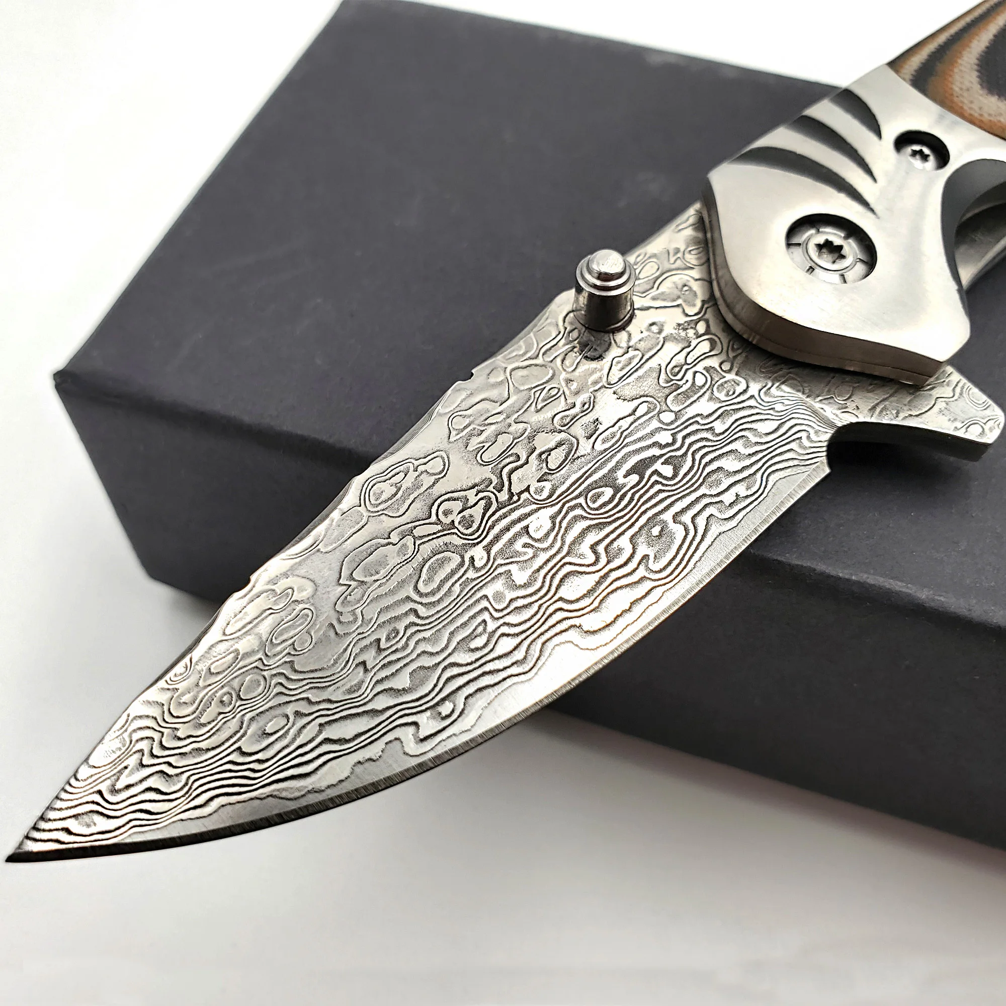 JSSQ карманный складной нож VG10 дамасское лезвие G10 стальная ручка ...