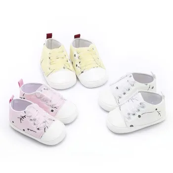 

Autumn Baby Toddler First Walker Shoes Baby Girl Plum Print Canvas Shoes Children's Lace Lace Casual Shoes 2018