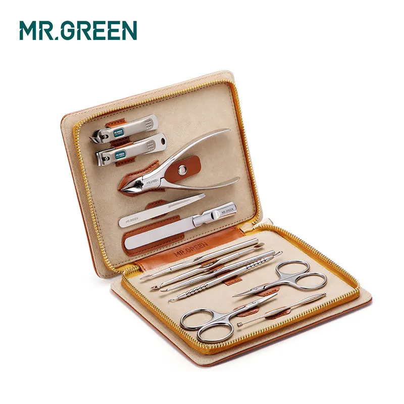 MR. GREEN 12 в 1 маникюрный набор из нержавеющей кутикулы, набор маникюрных инструментов, машинка для стрижки ногтей, набор для ухода за ногтями, кусачки для ногтей
