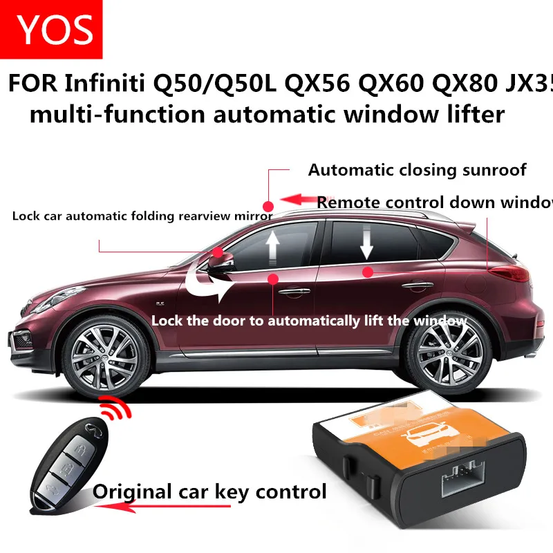 

Automatic window closer FOR Infiniti QX50 Q50L QX56 QX60 QX80 JX35 Rearview mirror automatic folding modification