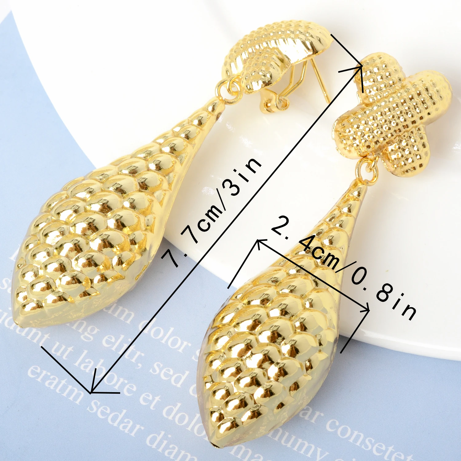Sunny Jewelry New Copper Drop Earrings Gold Plated Large Style For Women Lady High Quality Trendy Daily Wear Gift Party