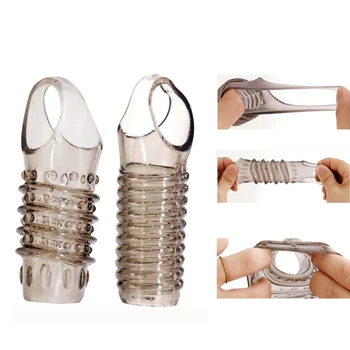 BDSM Silicone Extender Sleeves Penis Enlargement Sleeve Ring Reusable Spines Studded Condoms Sex Toys for Men Intimate Goods 18 5