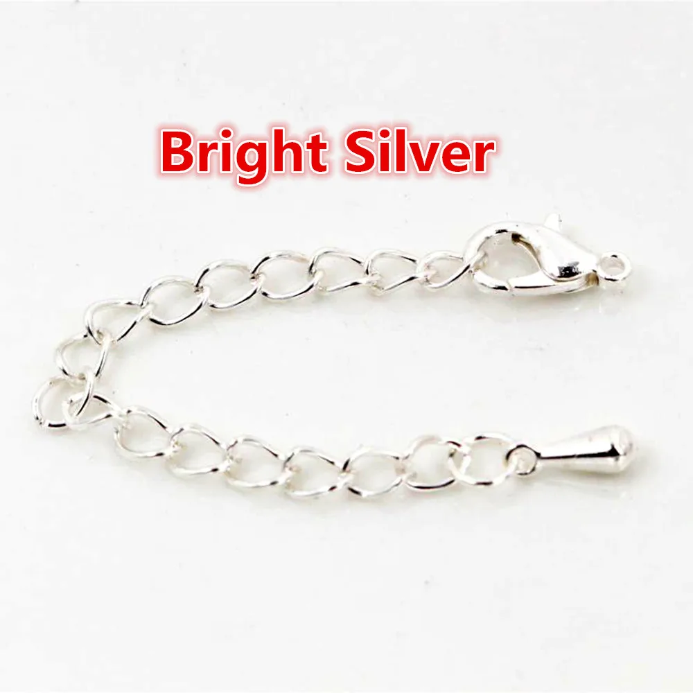 10pcs 50mm/70mm Length Longer 5x4mm Handmade Extension Chain with Lobster Clasp and Droplets For Bracelet Necklace Tail Chain