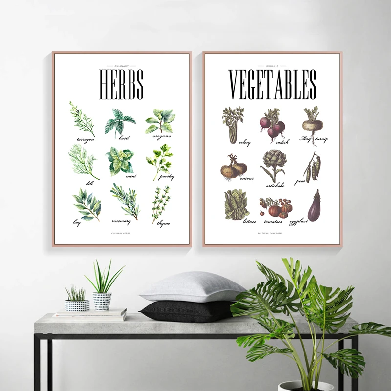 

Nordic Poster Prints Minimalist Herbs Vegetables Picture Wall Canvas Art Painting Modular for Living Room Modern Home Decoration
