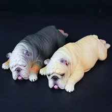 

Simulation Animal Model Cute Pet Dog Sleeping Bulldog Solid PVC Movable Doll Decoration Collection Statue Child Toy Gift