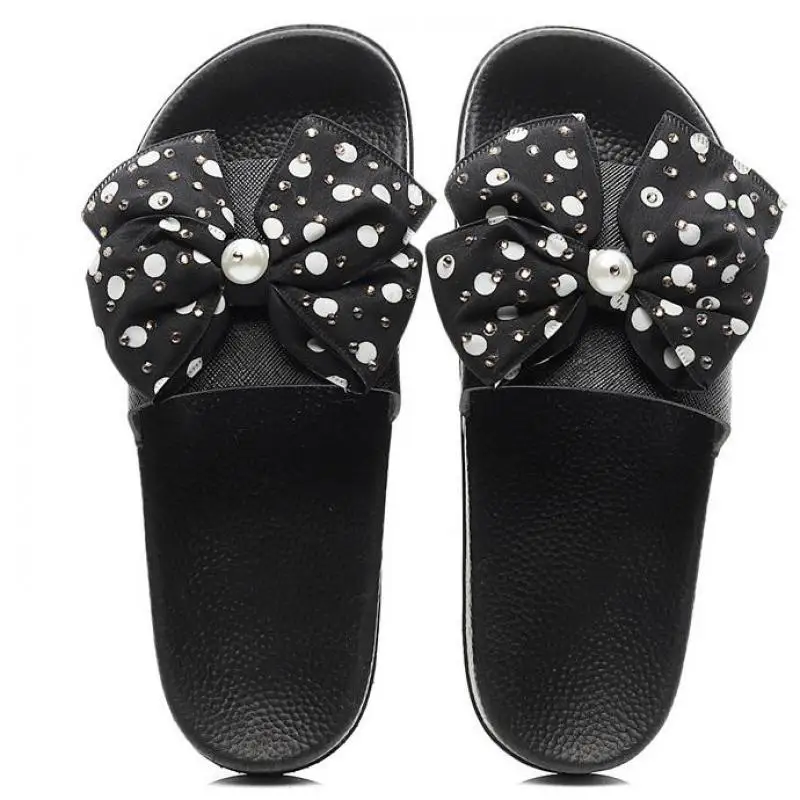 

Women Summer Home Slippers Flip Flops Peep Toe Beach Sandals Bow Crystal Platform Thick Bottom Sandals Lady Shoes Zapatos Mujer