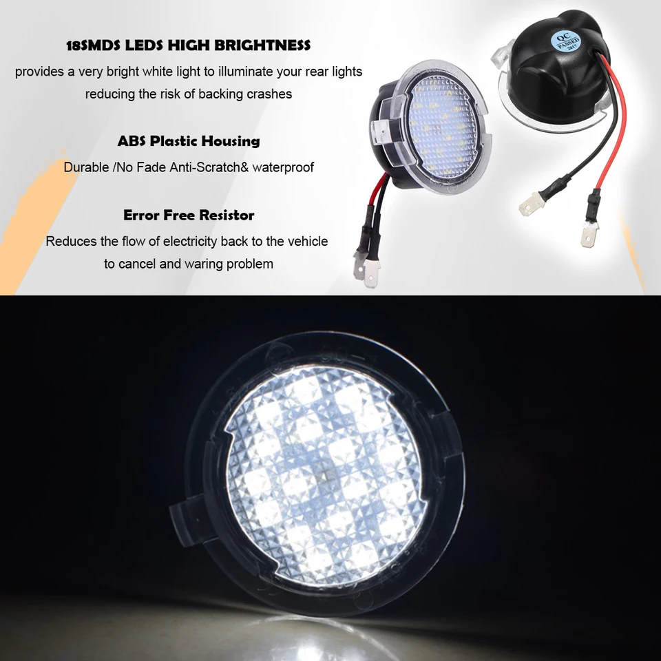 ECSiNG 2 luci di ricambio per specchietto retrovisore a LED, compatibili con Ford Mondeo MK5/Ranger/Edge/Explorer/Fusion Mirror Puddle Light