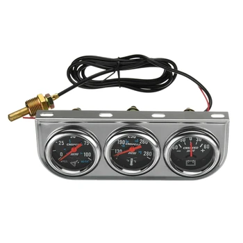 

Universal 2 Inch 52mm Chrome Oil Pressure Water Temp Volt Triple Gauge Set 3 in 1