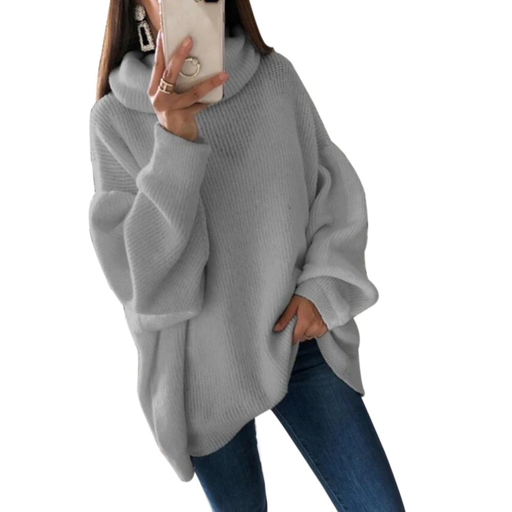 LITTHING женский негабаритный классический вязаный свитер женский однотонный водолазка воротник пуловеры теплый осенне-зимний свитер