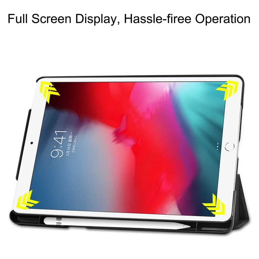 Умный чехол из искусственной кожи для iPad 10,2 с держателем карандаша для iPad Air 3 iPad Pro 10,5 чехол для планшета+ пленка+ ручка