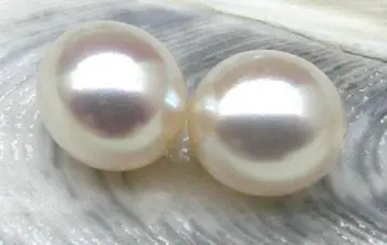 

Genuine Match Pair 8.5*10mm AAA+++ white Loose Half Drilled Drop Akoya Pearls AAAAAAA Free shipping