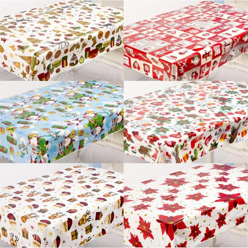 

New Christmas print tablecloth creative pvc Christmas table table cloth Christmas desktop disposable tablecloth DIY