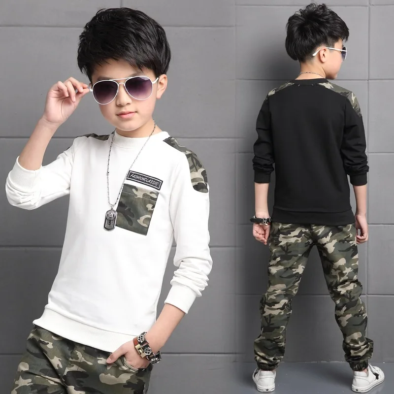 Big Deal Children Tracksuit Boys Pants Spring-Outfits-Set 3-11year Camouflage Teen 2PCS Costume qzK1Vxoj5