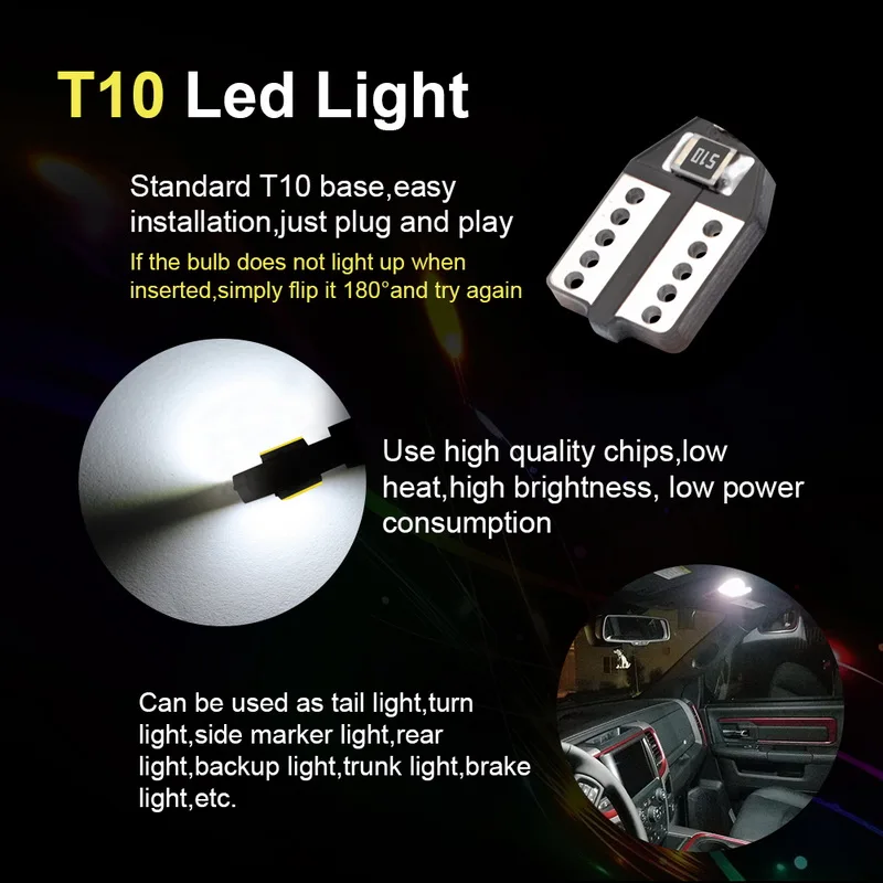 Safego 4 шт. 10 W5W T10 194 168 светодиодный свет лампы 2 SMD 7020 Авто Wedge Bulb, интерьерная лампа Поворотники боковые лампы белый 12V
