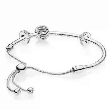 

100% 925 sterling silver 2019 elegant new gleam desire charming frizzy gift glistening moments bracelet set adjustable size