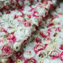 1 ярд потертая шикарная Розочка кружевная ткань шифон Весна Лето платье ткань